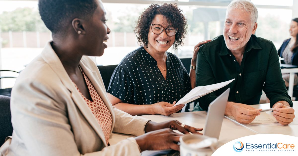 A couple talks with and advisor, representing the type of preparation that is crucial for successful senior care planning.
