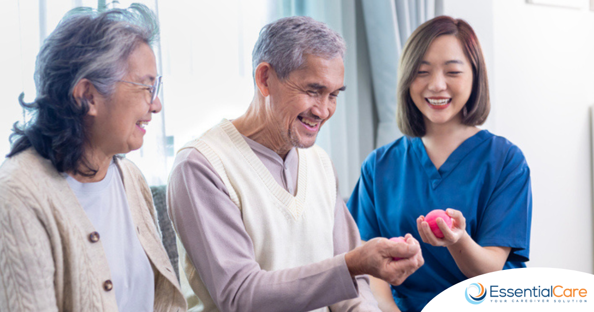 A caregiver provides home care services to manage arthritis.